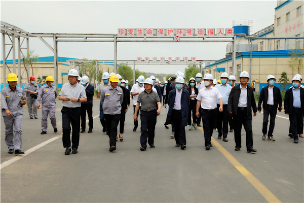 海洋之神集团复工复产促增添项目观摩聚会与会职员走进大秦国源三秦环保秦邦园区在榆项目